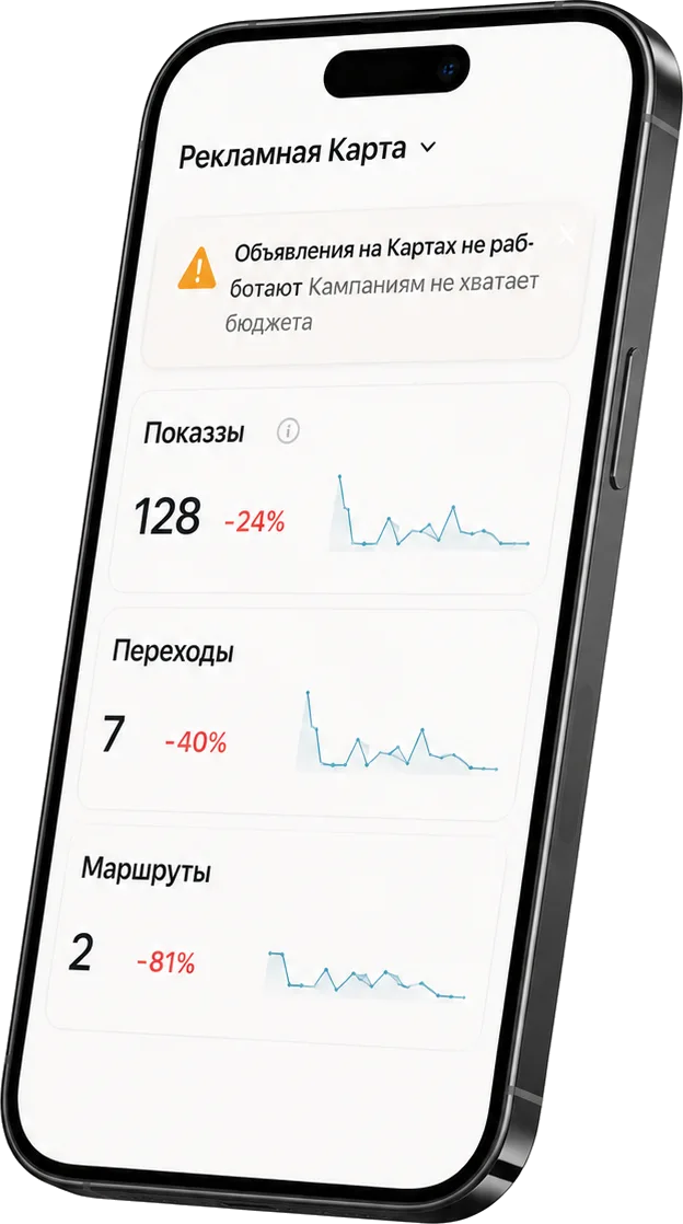Реклама в картах не работает